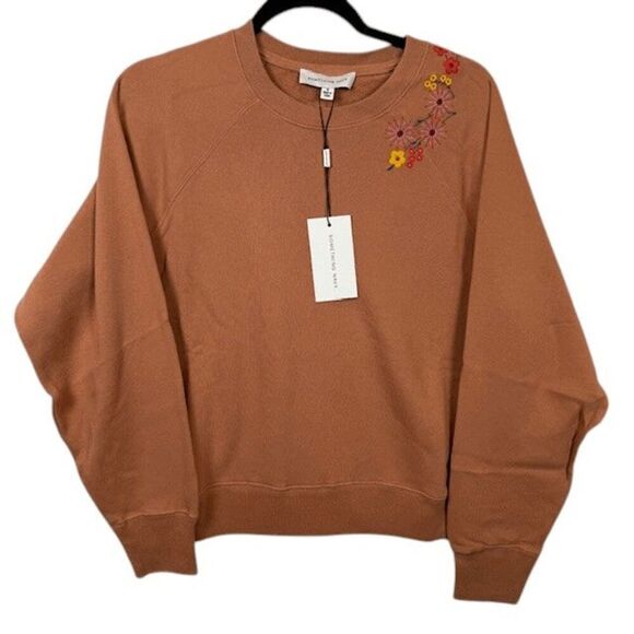 NEW! Something Navy Embroidered Crew Neck Sweatshirt Camel Floral Size Small - Picture 2 of 11